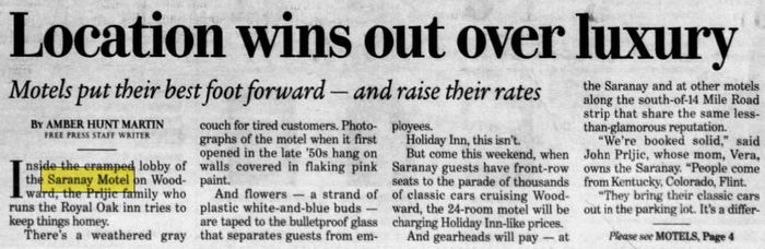 Saranay Motel - Aug 2003 Article